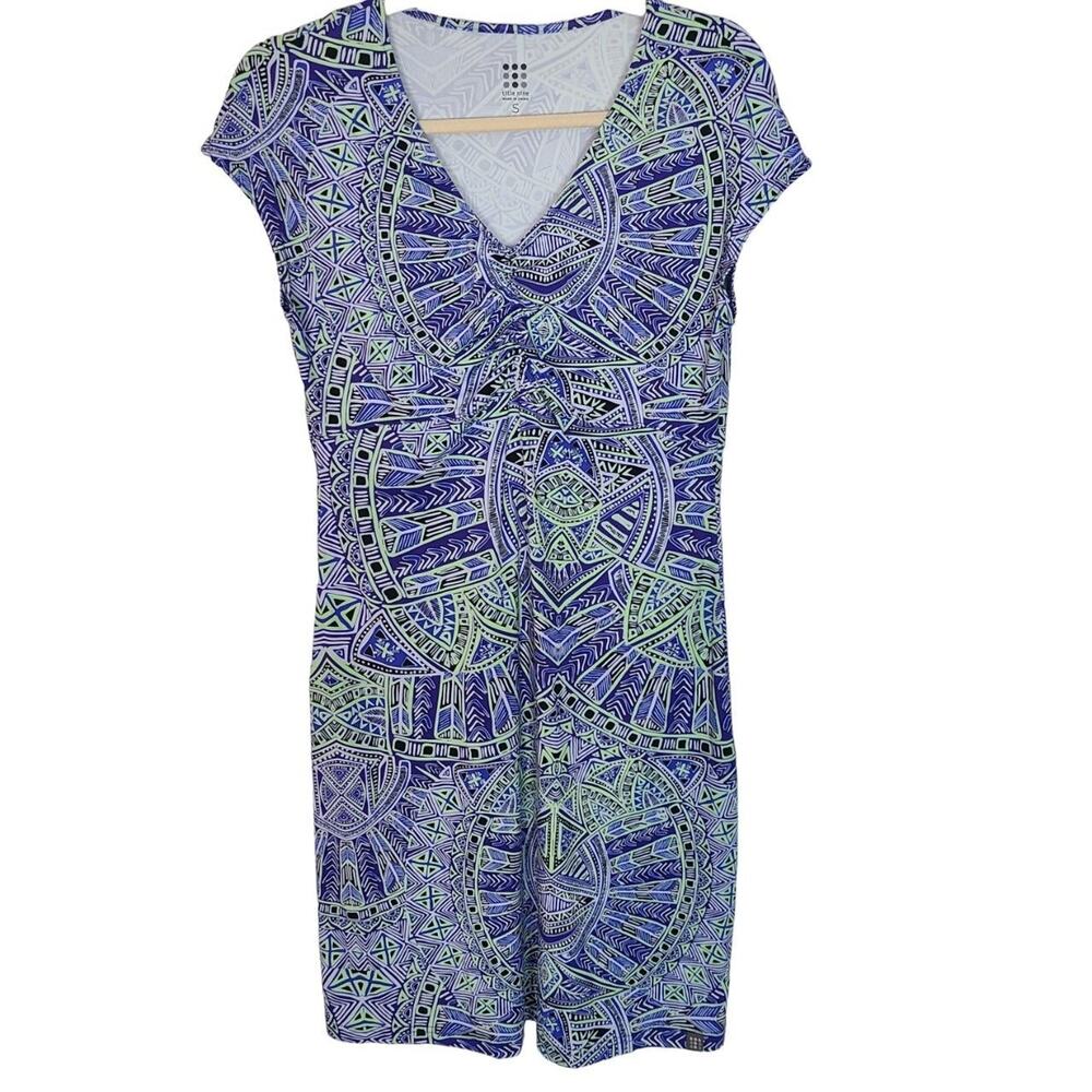Title Nine Womens Geometric Mini Dress Sz S Sporty Stretch Wicking Hiking Trail